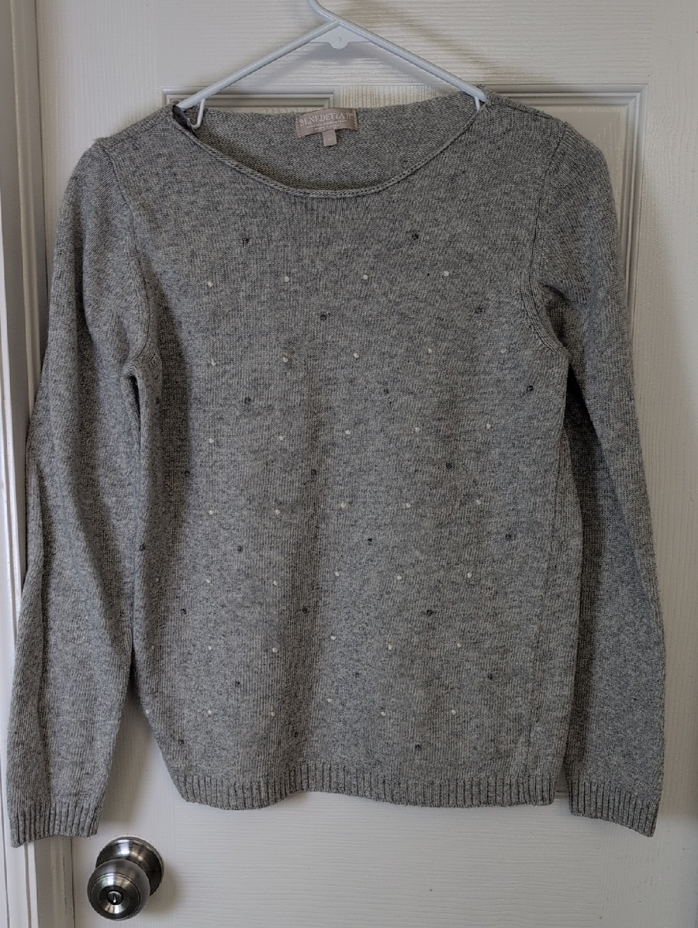 Benedetta B Wool Cashmere Blend Light Gray Crewneck Sweater